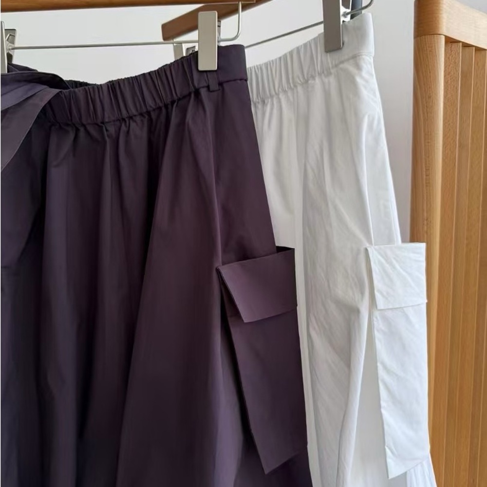 Tibi Gray Midi Bubble Skirt with Pleated Cargo Style - Picture 5 of 8